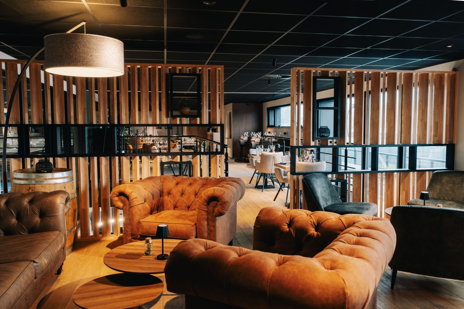 Les fauteuils en cuir du salon