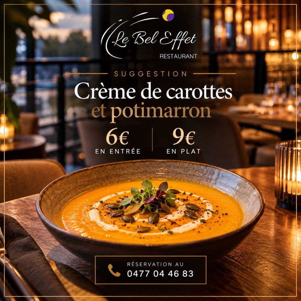 Suggestion : Crème de carottes et potimarron — 6€ / 9€